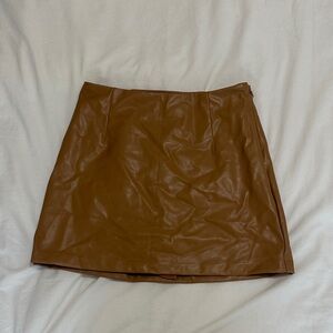 Vegan Brown Leather Mini Skort